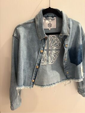 Light Blue Cropped Denim Jacket